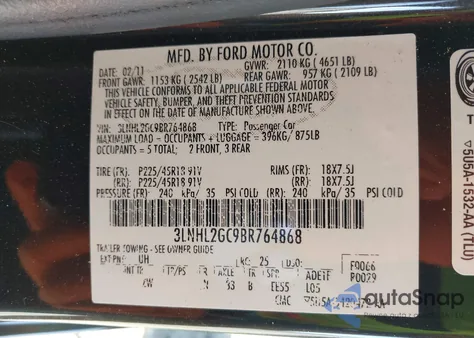 2011 Lincoln Mkz z USA, uszkodzony, nr VIN 3LNHL2GC9BR764868